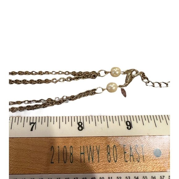 AVON Earthtone Pearlesque Multi-Strand Necklace Silvertone Stone Glass Brown 15" - Picture 13 of 16